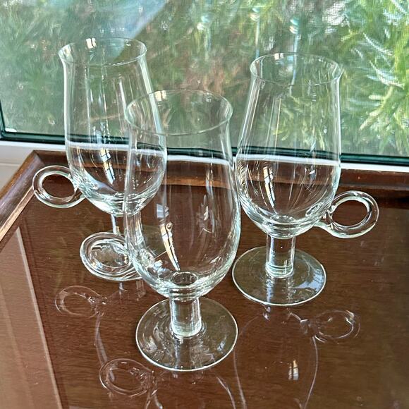 Set of 3 Toscany Footed Irish Coffee Mugs – Hot Chocolate Mugs, Clear Glass - Picture 3 of 13